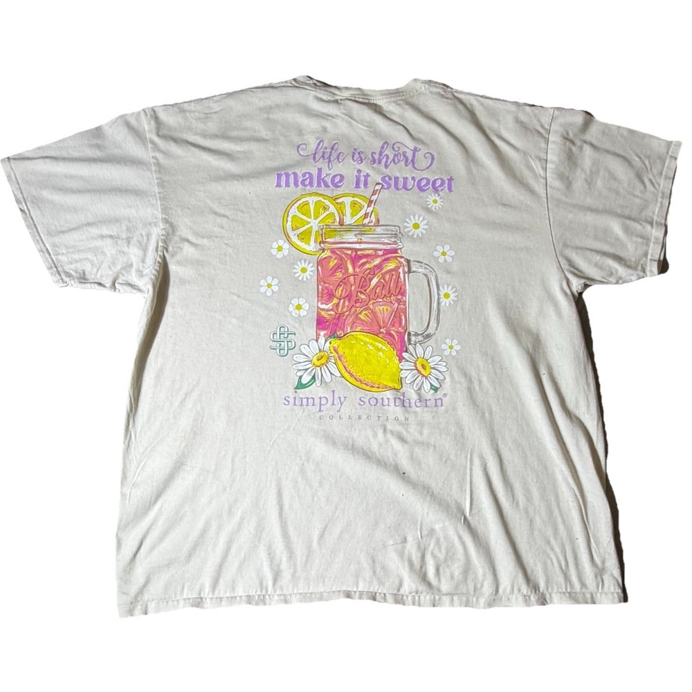 Simply Southern Life Is Short Make It Sweet Lemon Graphic Tee Women's XXL